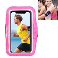 For Samsung S10 PLUS & iPhone XS MAX Case Magenta PVC Leather Sports Armband