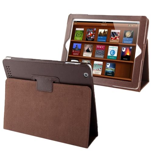 For iPad 2/3/4 Case,Modern Lychee Leather High-Quality Shielding Cover,Coffee