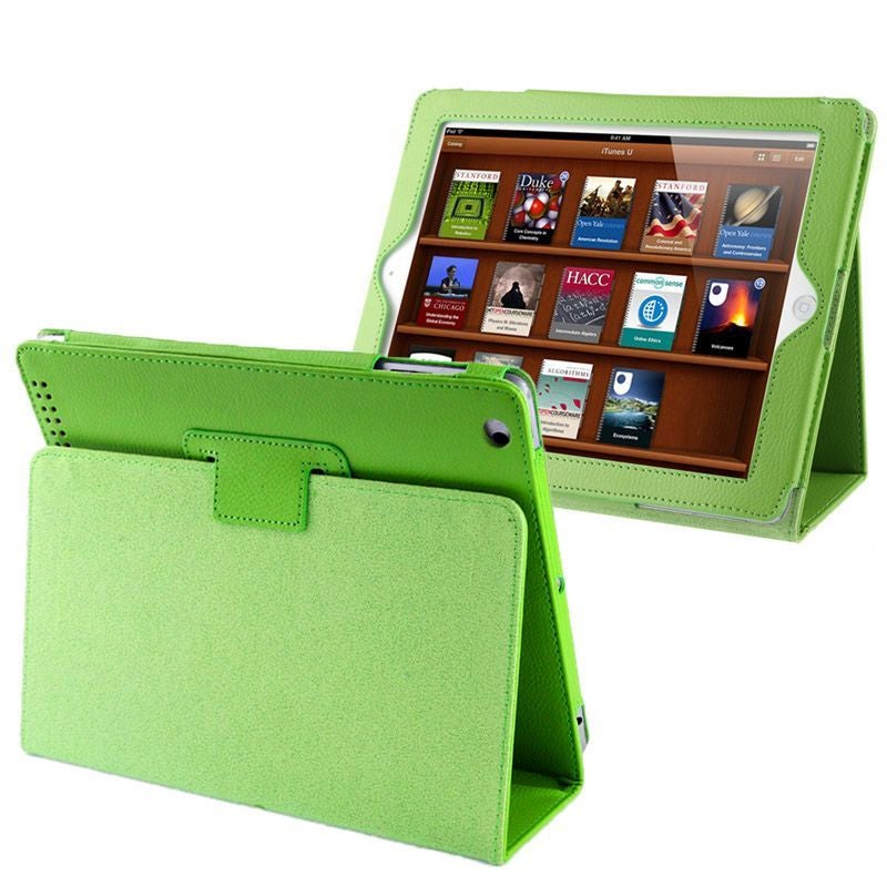 For iPad 2/3/4 Case,Modern Lychee Leather High-Quality Shielding Cover,Green
