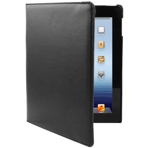 For iPad 2/3/4 Case,Smart Function Rotatable Shielding Leather Cover,Black