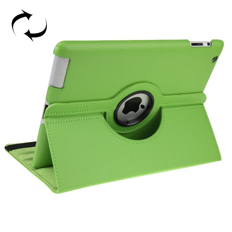 For iPad 2/3/4 Case,Smart Function Rotatable Shielding Leather Cover,Green