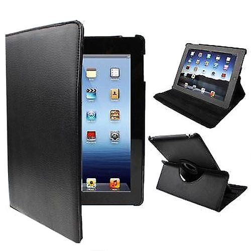 For iPad 2/3/4 Case, Rotatable Leather Durable Shielding Cover,Black