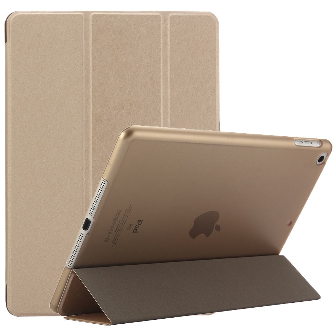 For iPad 2018,2017 9.7in Case,Elegant Silk Textured 3-fold Leather Cover,Gold
