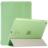 For iPad 2018,2017 9.7in Case,Elegant Silk Textured 3-fold Leather Cover,Green