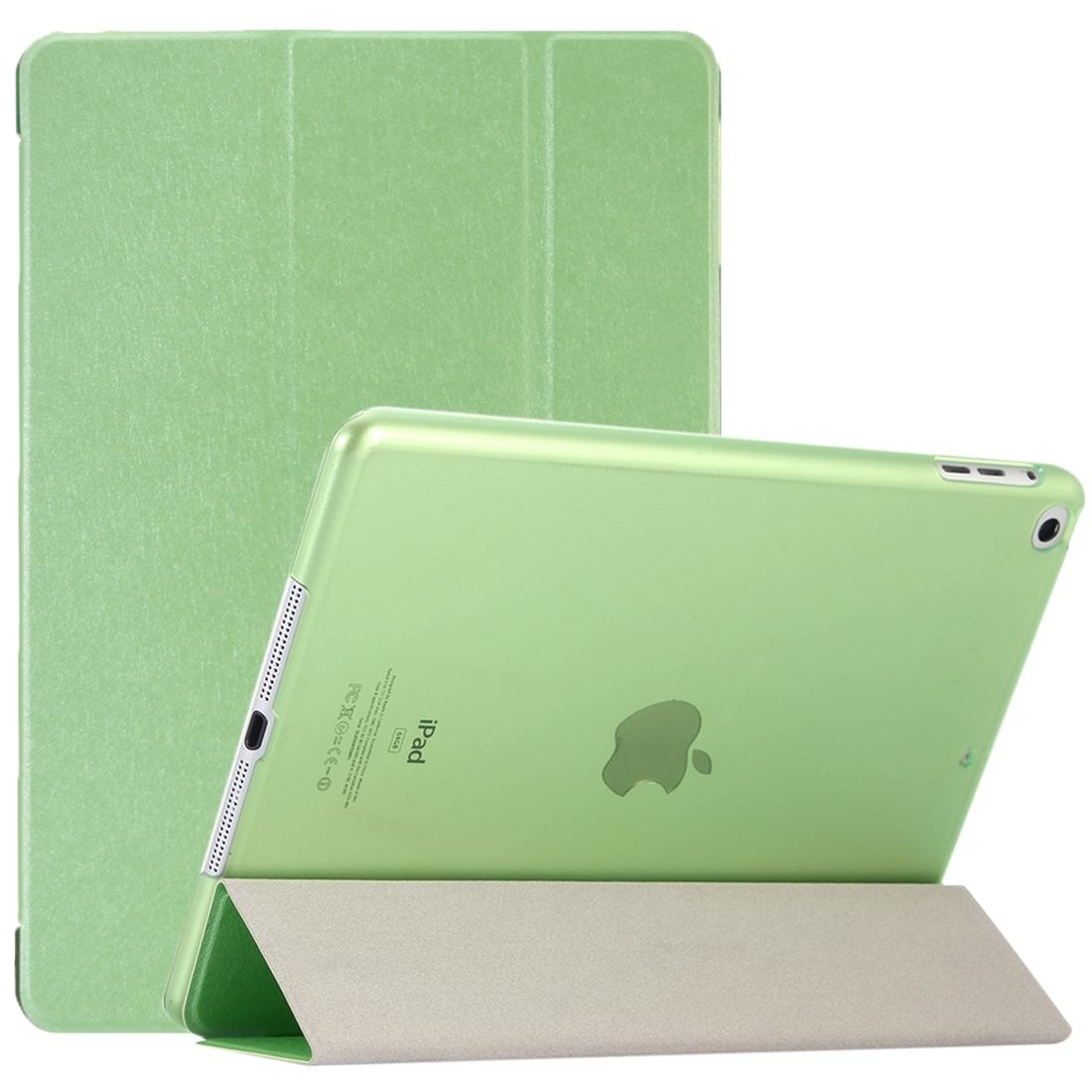 For iPad 2018,2017 9.7in Case,Elegant Silk Textured 3-fold Leather Cover,Green