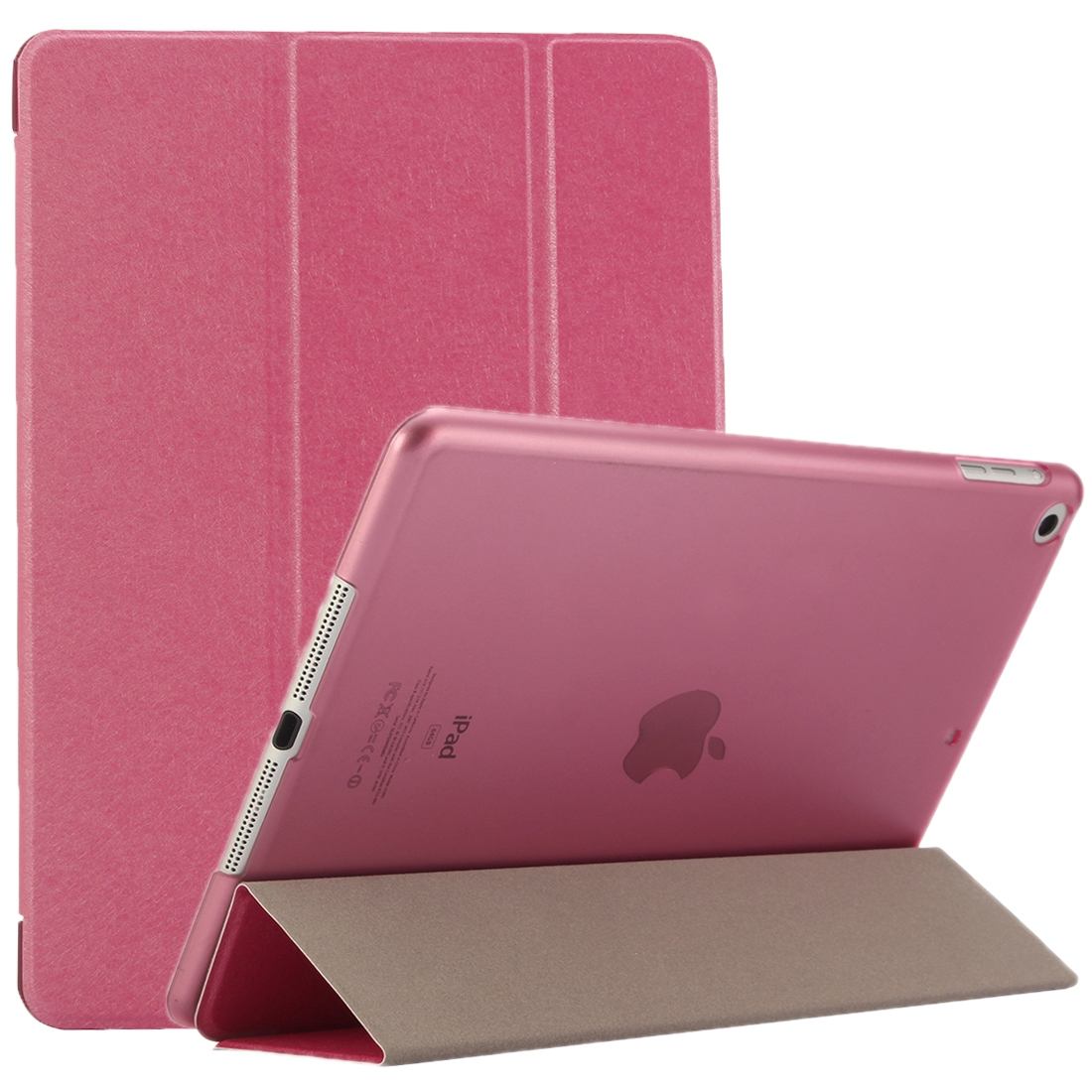 For iPad 2018,2017 9.7in Case,Elegant Silk Textured 3-fold Leather Cover,Magenta