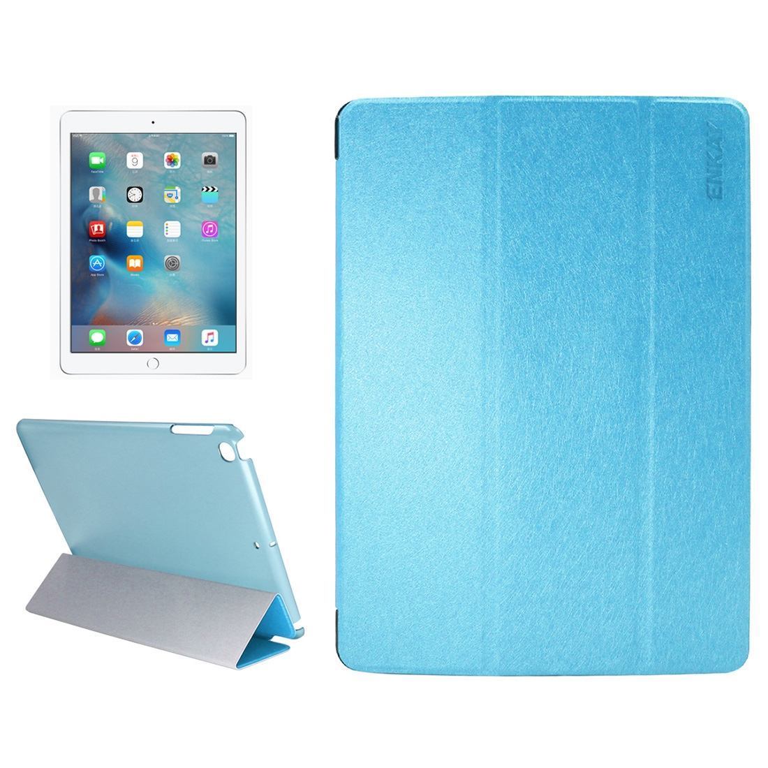 For iPad 2018,2017 Case,Elegant Silk Textured Smart Durable Leather Cover,Blue