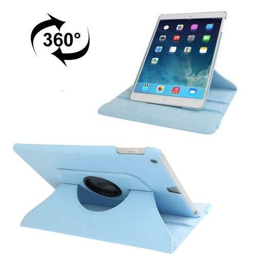 For iPad 2018,2017 9.7in Case,Rotatable Lychee Leather Shielding Cover,Blue