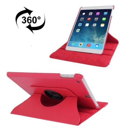 For iPad 2018,2017 9.7in Case,Rotatable Lychee Leather Shielding Cover,Red