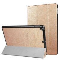 For iPad 2018,2017 9.7in Case,Stylish Karst Textured 3-fold Leather Cover,Gold