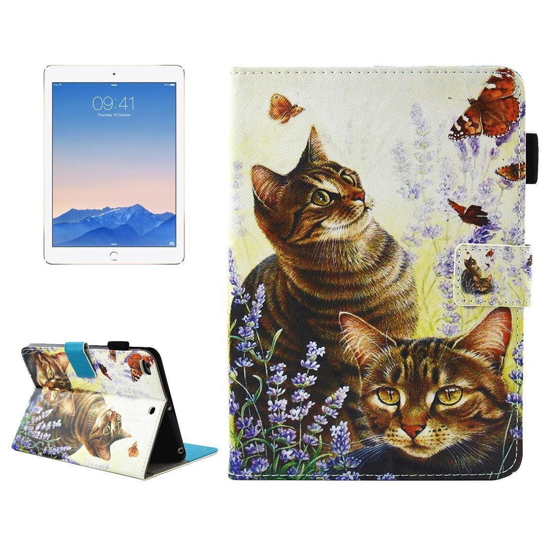 For iPad 2018,2017 Wallet Case,Cats Butterflies Smart Durable Leather Cover