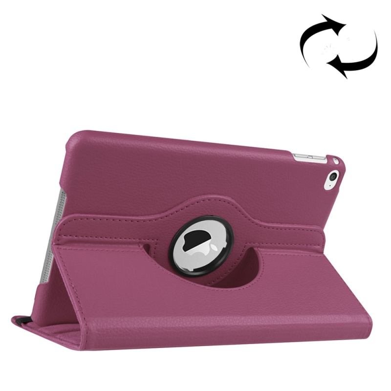 For iPad Mini 4 Case,Modern Lychee 360 Degree Rotating Leather Cover,Purple