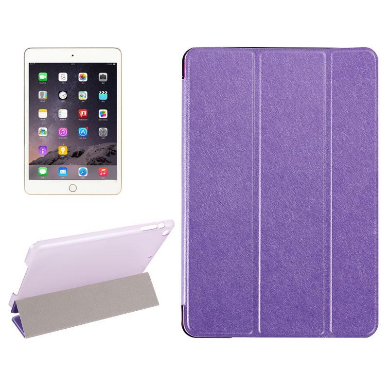 For iPad Mini 4 Case,Modern Silk Textured 3-fold Leather Folio Cover,Purple