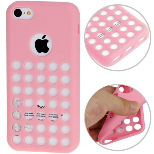 For iPhone 5C Back Case, Grippy Hollow Dot Durable Shielding Cover,Pink