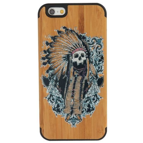 For iPhone 6S,6 Case,Indian Skull Durable Modern Wooden Shielding Cover