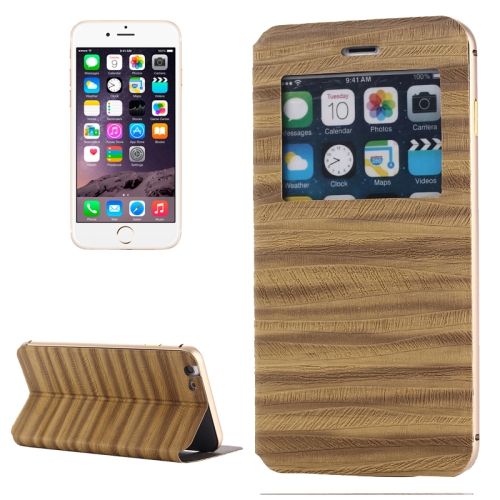 For iPhone 6S,6 Case,Metal Caller ID Display Leather Shielding Cover,Gold