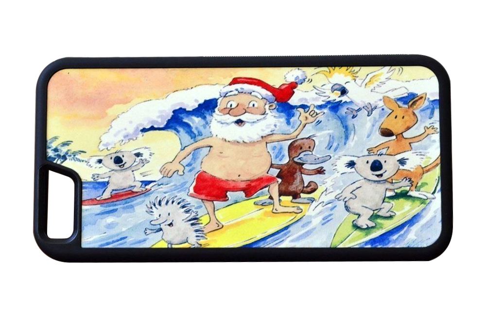 For iPhone 6S,6 Case,Surfing Santa High-Quality Durable Shielding Cover