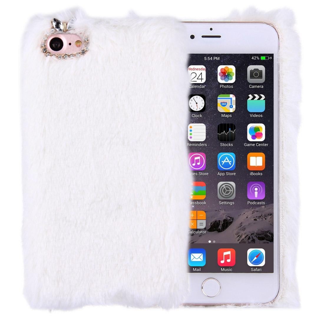For iPhone SE (2020),8 & 7 Case,Genuine Rabbit Hair Protective Cover,White