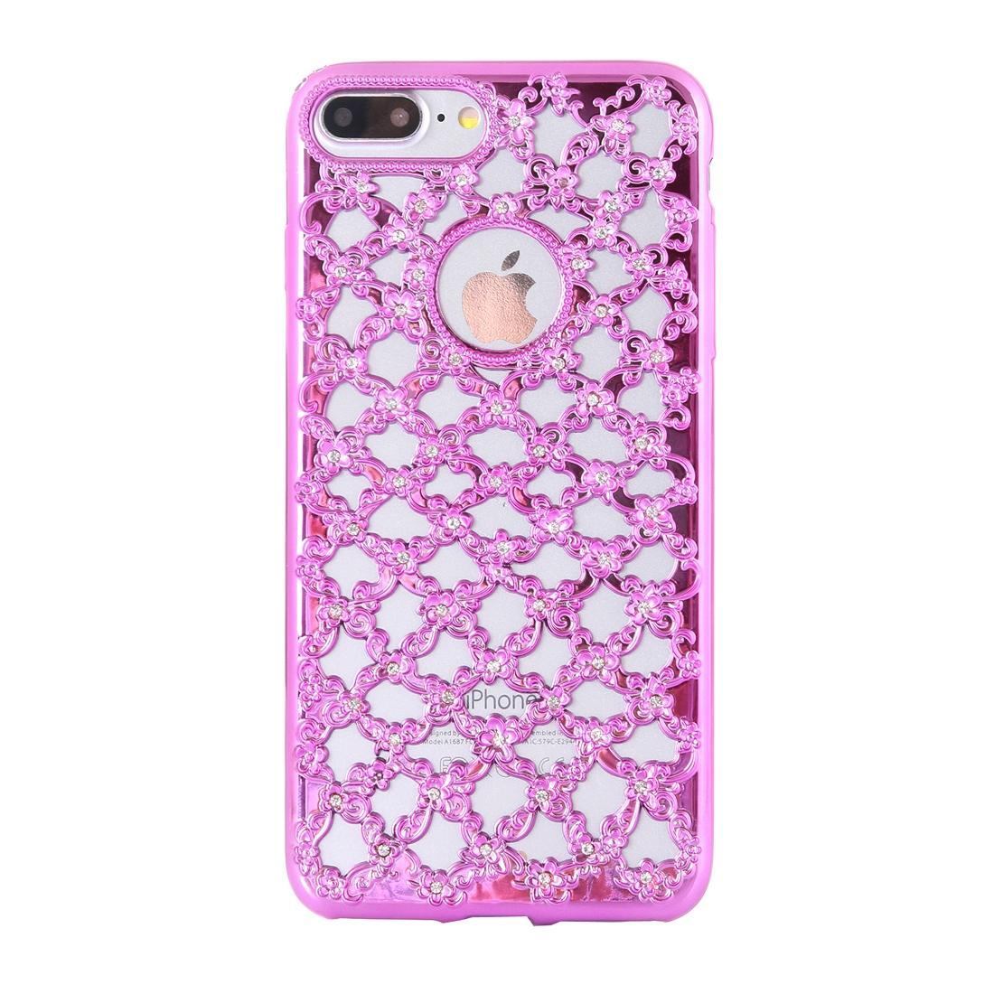 For iPhone SE (2020),8 & 7 Case,Hollow Diamond Encrusted Cover,Purple