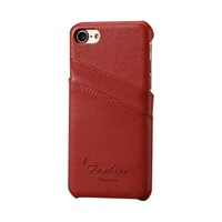For iPhone SE (2020),8 & 7 Case,Handmade Genuine Lychee Leather Cover,Red