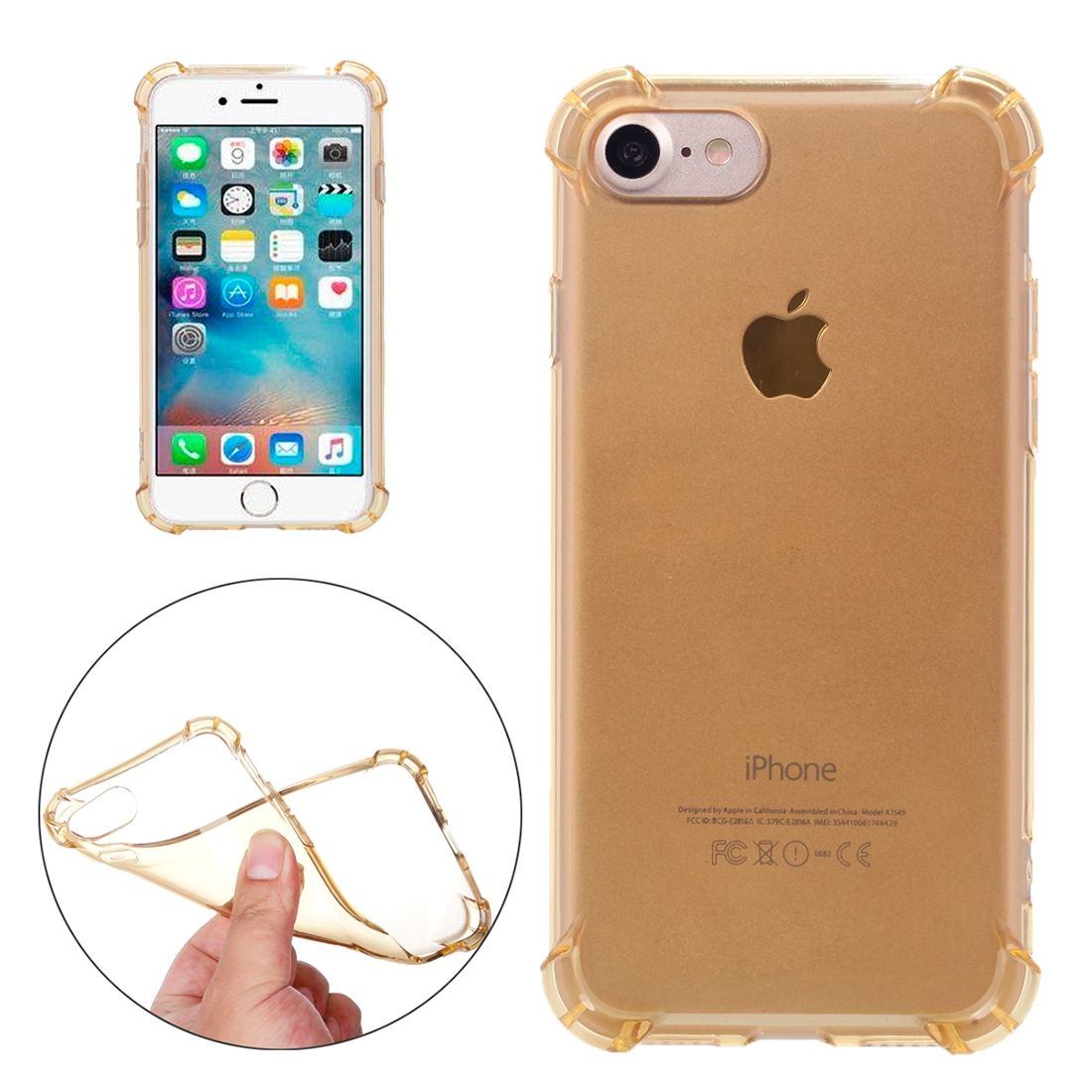 For iPhone SE (2020),8 & 7 Case,Clear Cushions Grippy Protective Cover,Gold