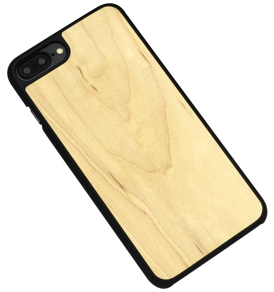 For iPhone 8 PLUS,7 PLUS Case,Modern Maple Black Durable Wooden Shielding Cover