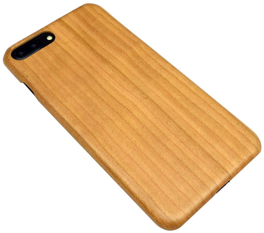 For iPhone 8 PLUS,7 PLUS Case,Natural Cherry Wooden Durable Protective Cover