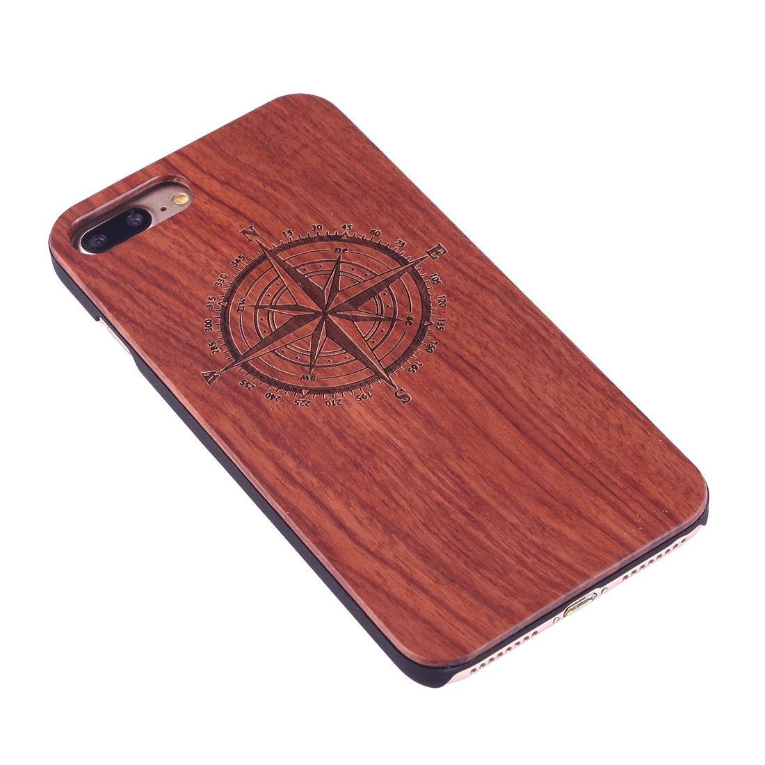 For iPhone 8 PLUS,7 PLUS Case,Rosewood Compass Wooden Durable Protective Cover