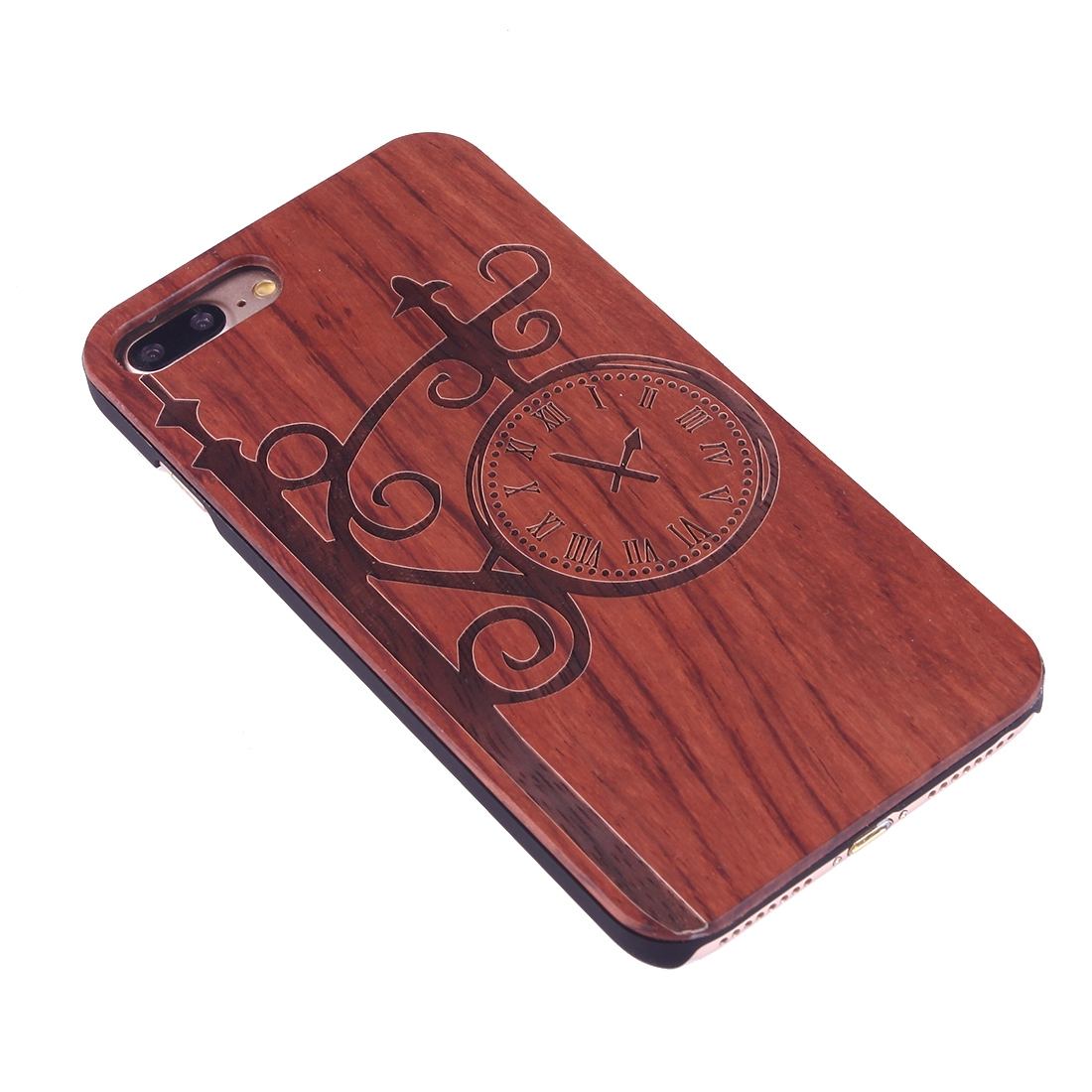 For iPhone 8 PLUS,7 PLUS Case,Rosewood Street Clock Wooden Protective Cover