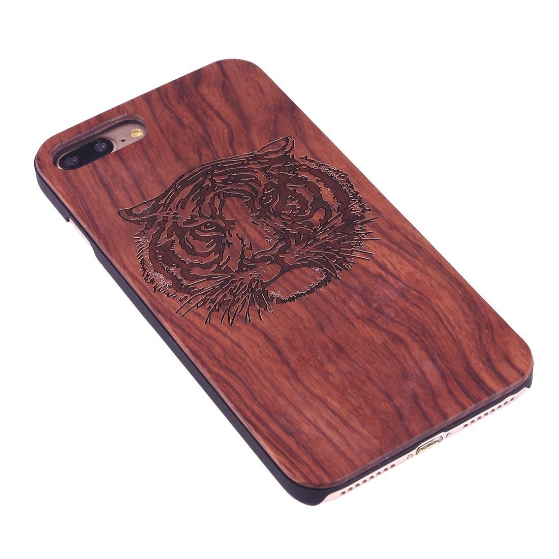For iPhone 8 PLUS,7 PLUS Case,Rosewood Tiger Head Wooden Durable Shielding Cover