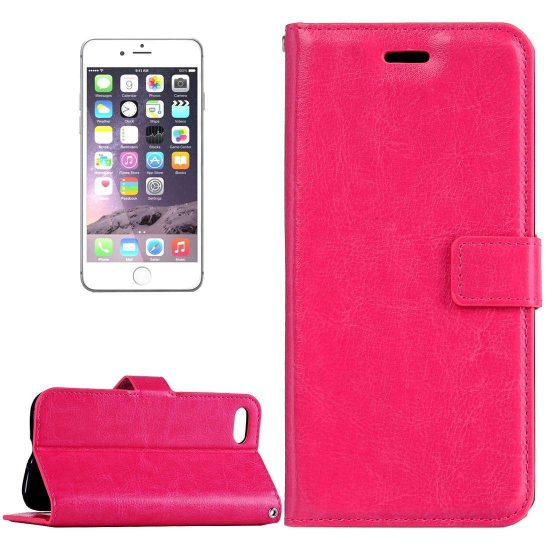 For iPhone 8 PLUS,7 PLUS Wallet Case,Elegant Horse Texture Leather Cover,Magenta