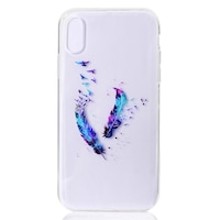 For iPhone XR Case Feather Pattern Grippy TPU Back Shell Cover