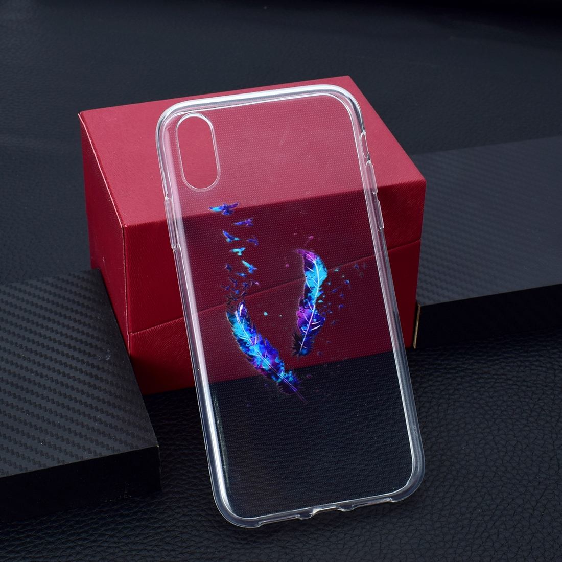 For iPhone XR Case Feather Pattern Grippy TPU Back Shell Cover