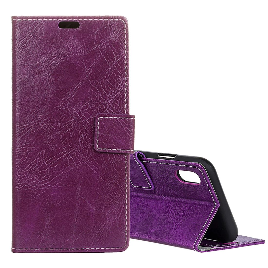 For iPhone XS / X Case Purple Retro Wild Horse Texture Leather Wallet Cover