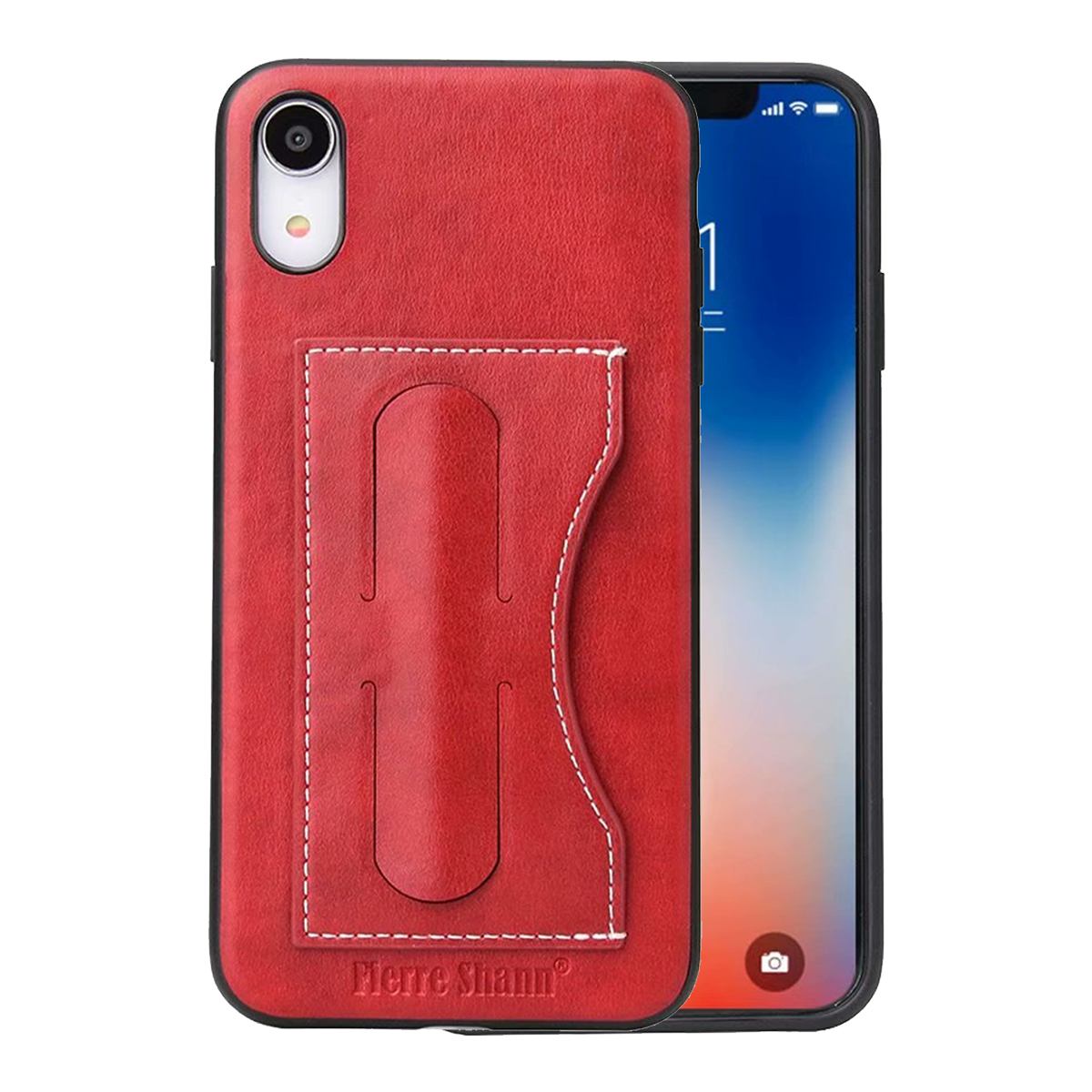 For iPhone XR Case Red Luxury Leather Back Shell Cover