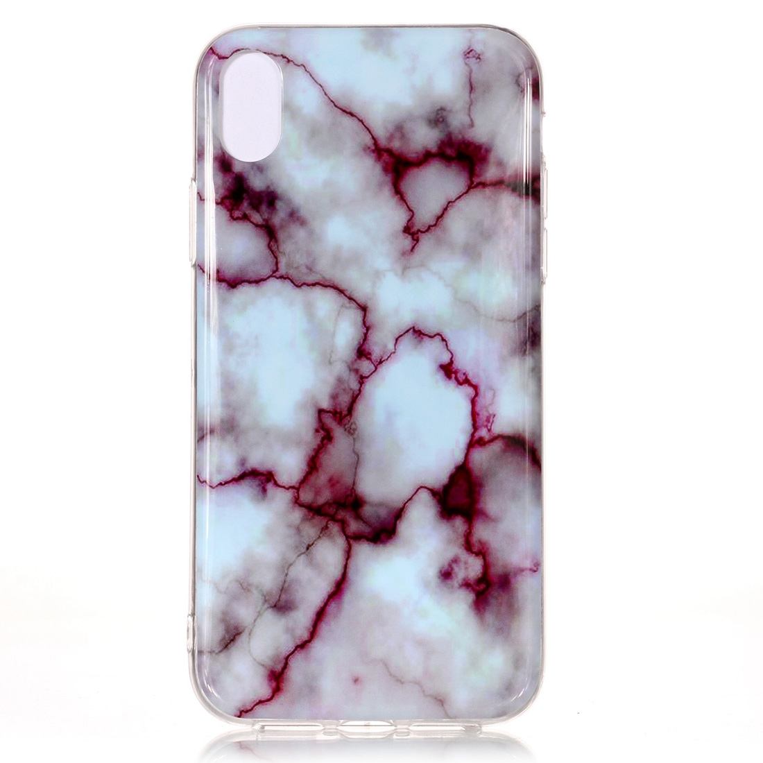 For iPhone XS & X Case Red Marble Pattern Soft TPU Shockproof Back Shell Cover