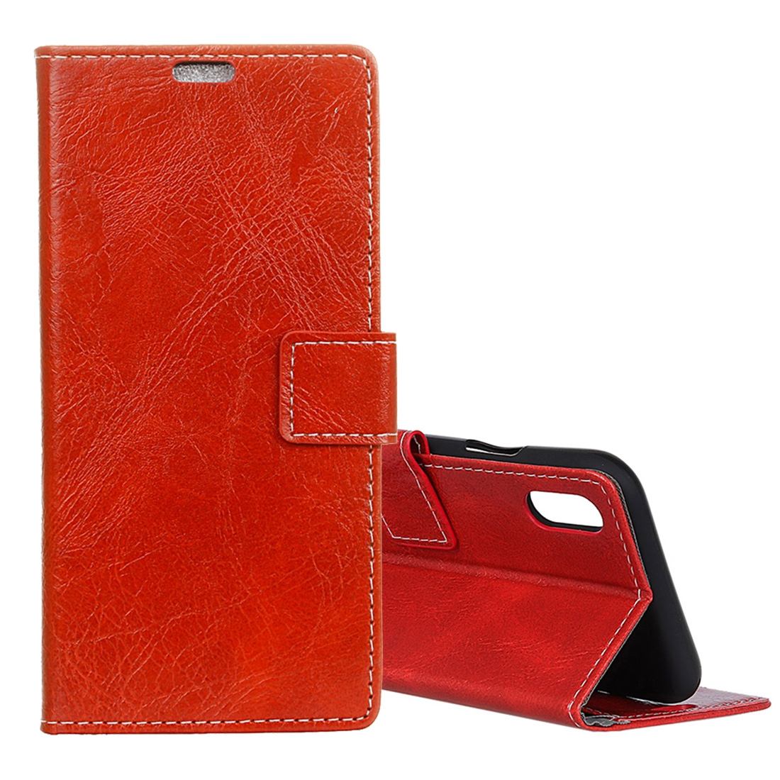 For iPhone XS & X Case Red Retro Wild Horse Texture Leather Wallet Cover