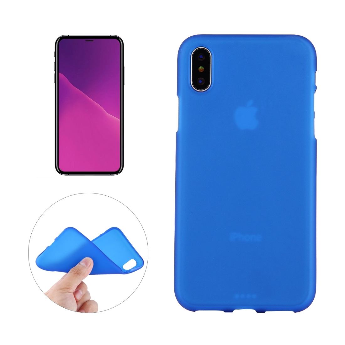 For iPhone XS MAX Back Cover,Solid Frosted Soft Slim Thin Shockproof Case,Blue