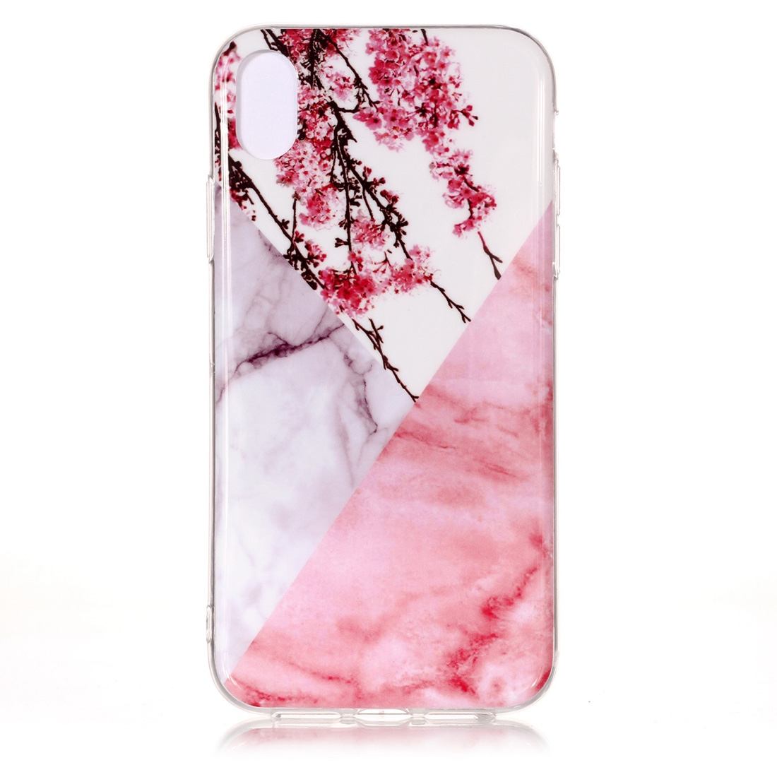 For iPhone XS MAX Case,Marble Pattern Shock Proof Protective Cover,Plum Blossom