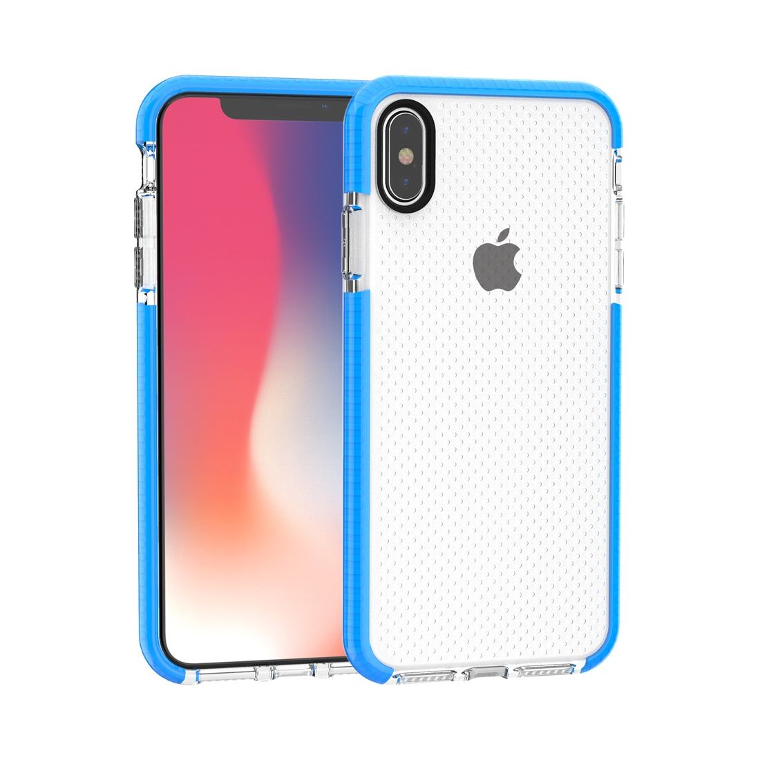 For iPhone XS MAX Cover,Basketball Texture Thin Shockproof Phone Case,Blue Edges