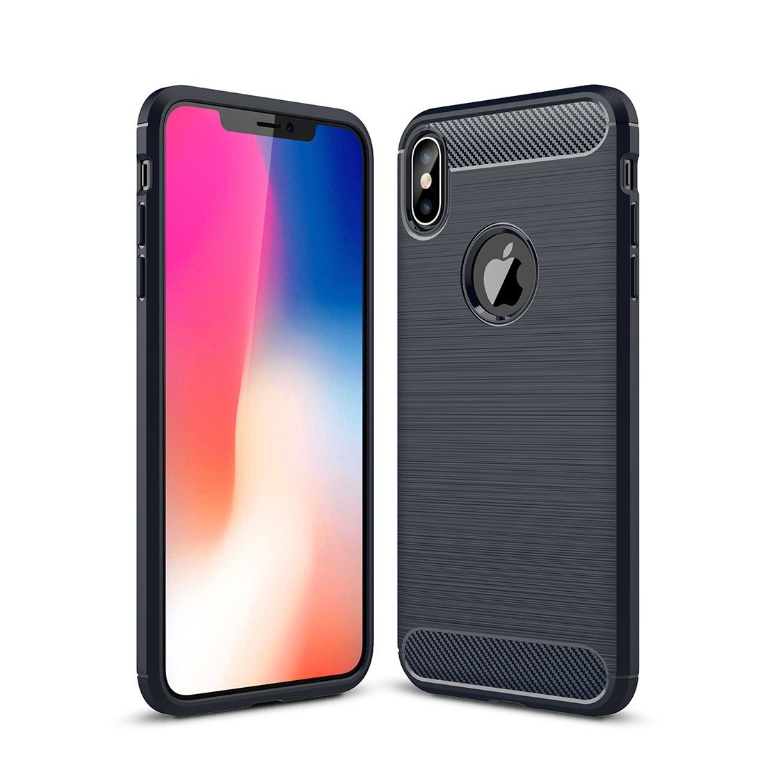 For iPhone XS MAX Cover,Carbon Fiber Texture Shockproof Shielding Case,Navy Blue