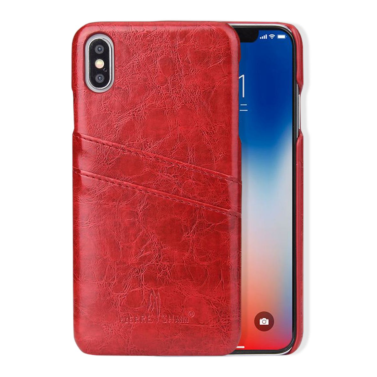 For iPhone XS MAX Cover,Deluxe Wallet with Card Slots Leather Phone Case,Red