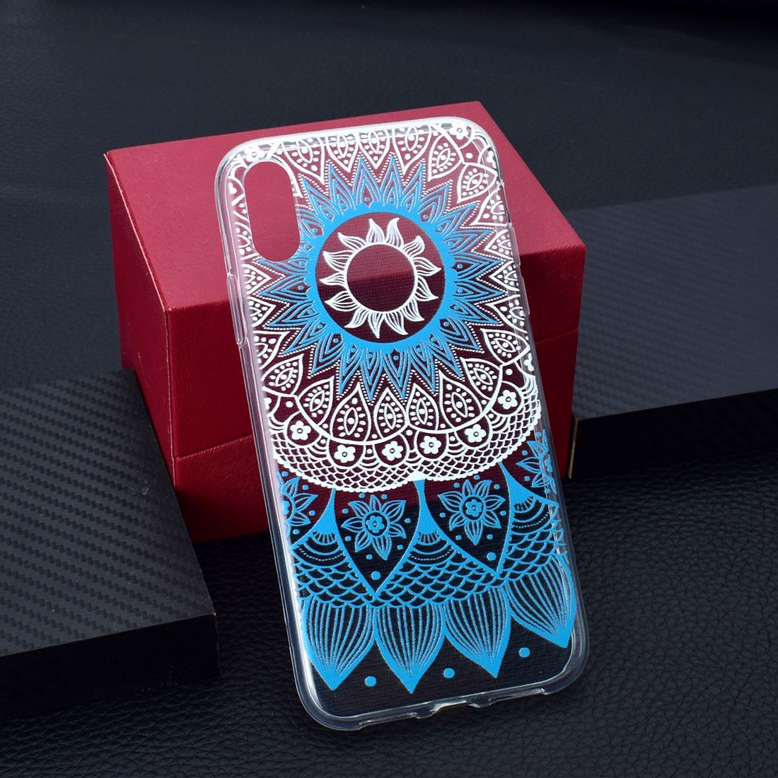 For iPhone XS MAX Cover,Grippy Thin Slim Shockproof Phone Case,Blue Flower