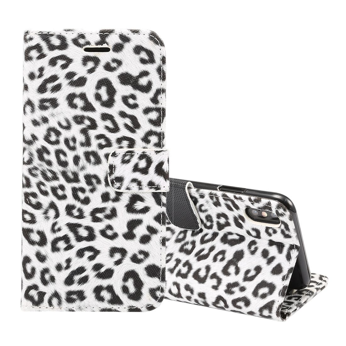 For iPhone XS MAX Cover,Leather Wallet Case Card Slots,Stand,White Leopard