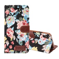 For iPhone XS MAX Cover,Leather Wallet Case with Card Slots,Stand,Black Flower