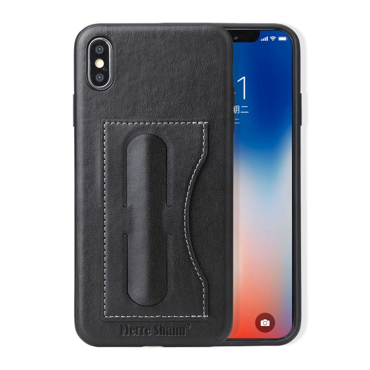 For iPhone XS MAX Cover,Luxury Light Leather Back Shell Phone Case,Black