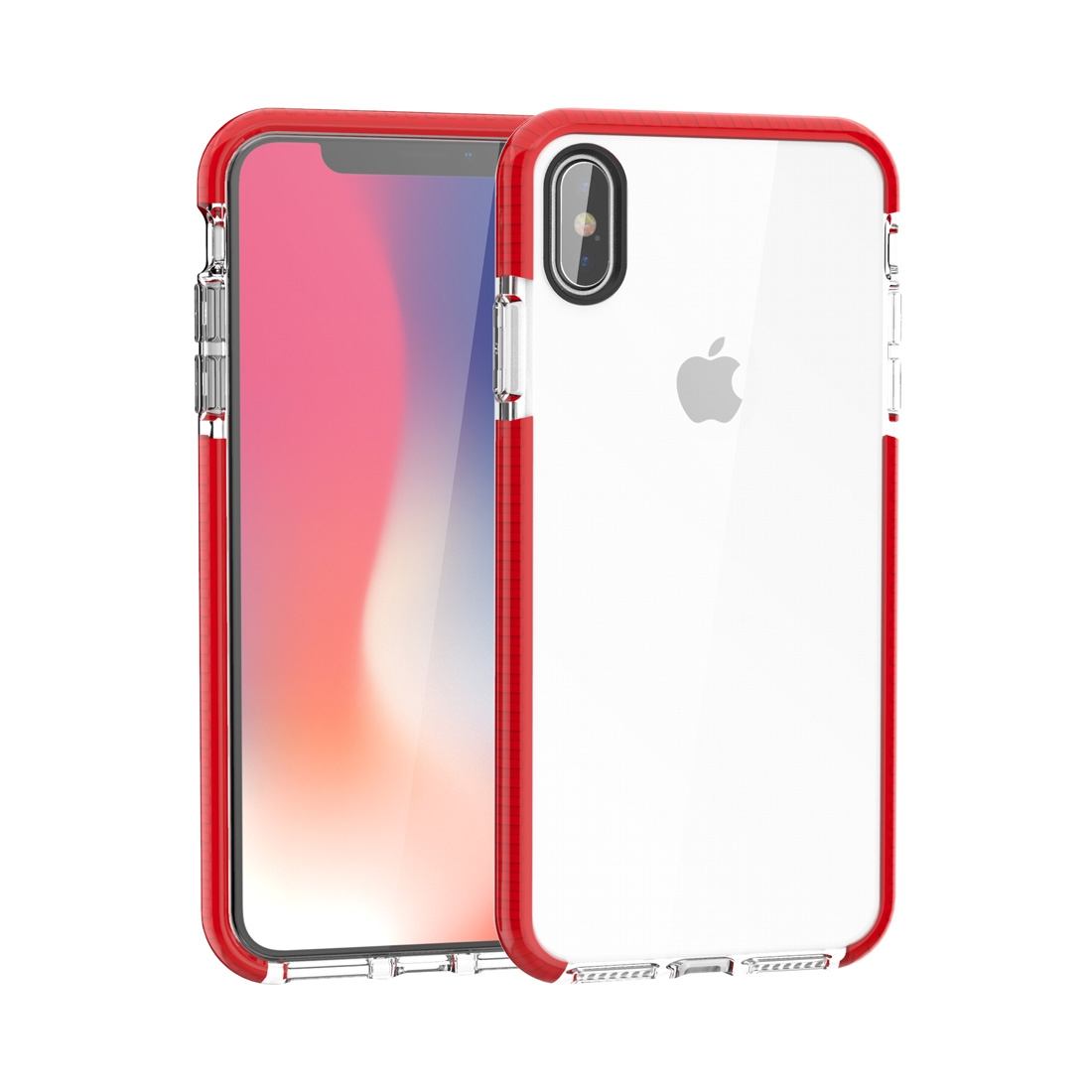 For iPhone XS MAX Cover,Soft Thin Shockproof Phone Case,Red Edges Transparent