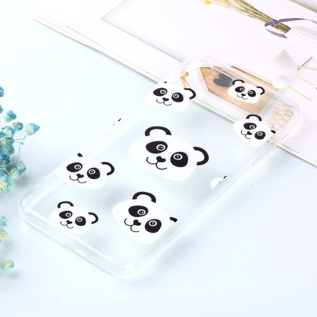 For iPhone XS Max Cover,Varnish Painting Soft Thin Phone Case,Panda Transparent