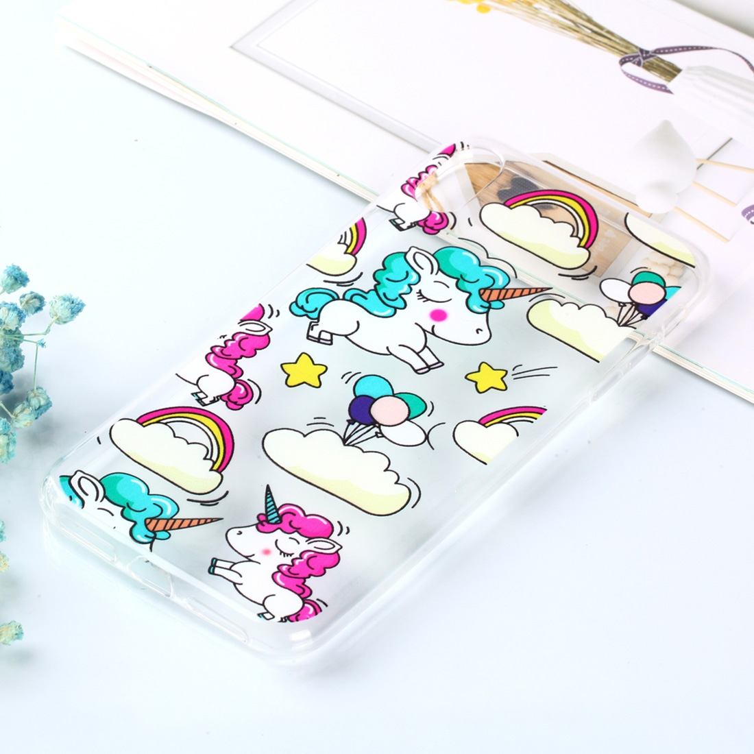 For iPhone XS Max Cover,Varnish Painting Soft Thin Case,Unicorn Transparent