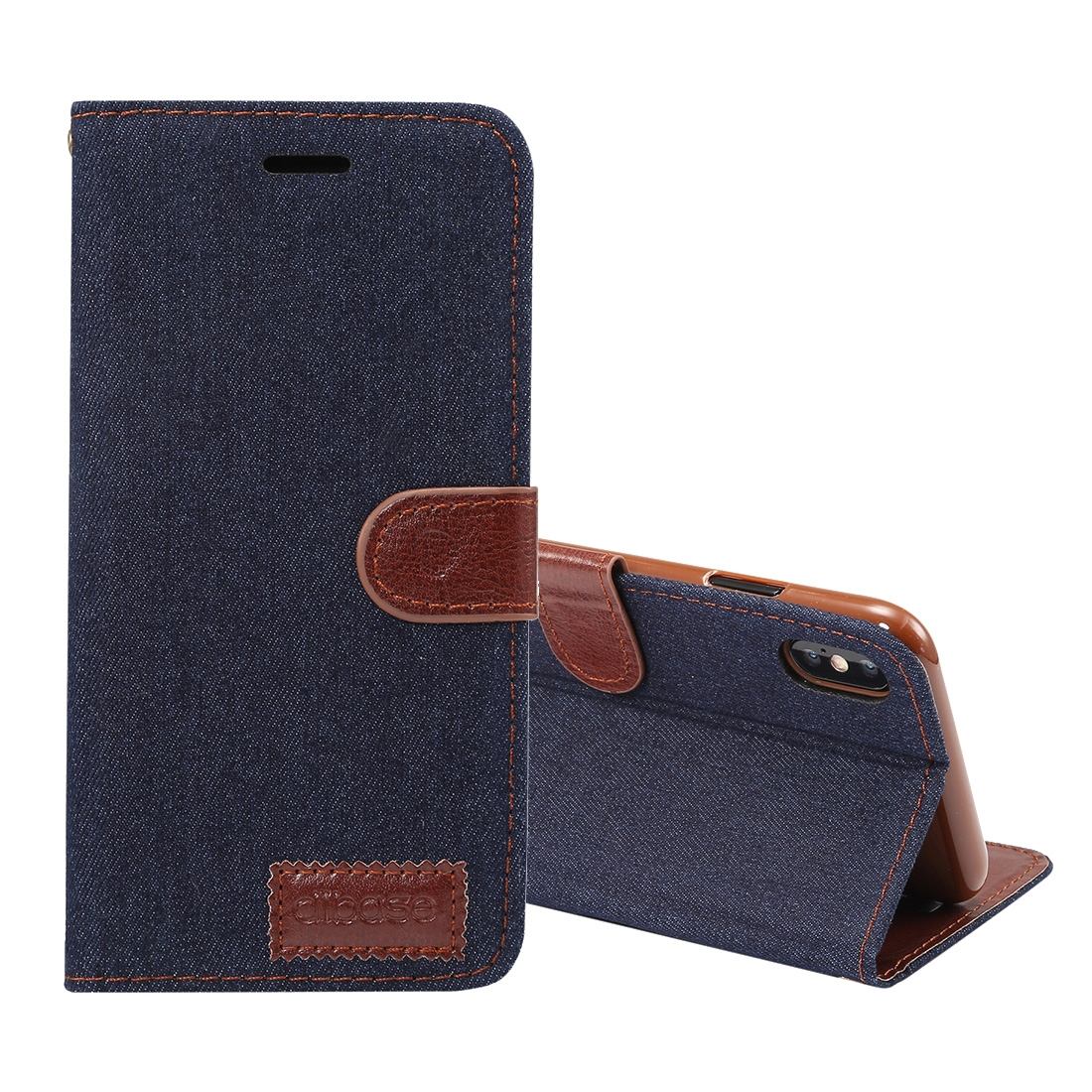 For iPhone XS MAX Cover,Wallet Leather Case with 2 Card Slots Stand,Denim Black